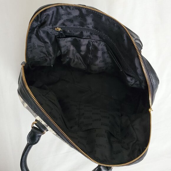 Michael Michael Kors SELMA Black/White Snake Print Leather Tote Bucket Handbag - Picture 11 of 15